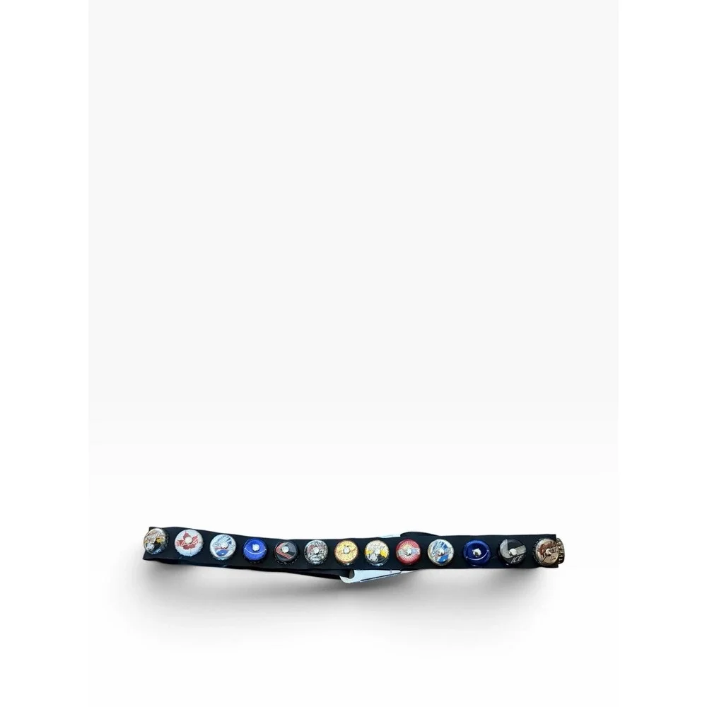 Little Earth Seatbelt Beer Bottle Cap Belt Mens  Black Recycled Adjustable